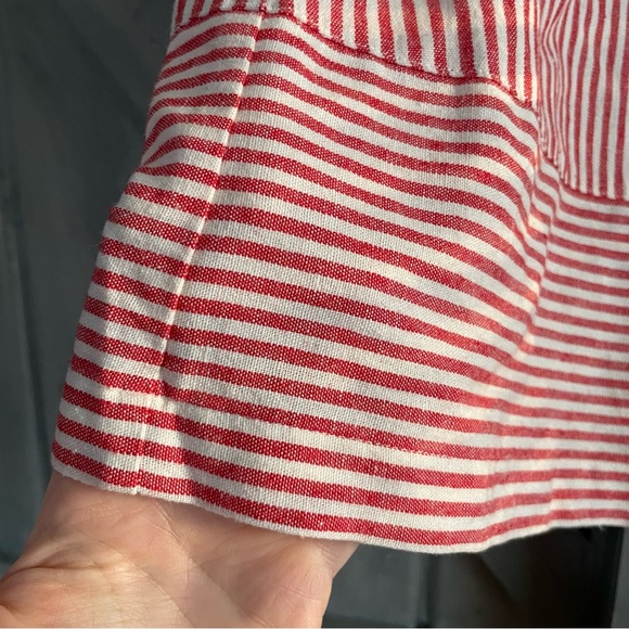 J. Crew Seersucker Stripe Linen Cotton blend Red White Skirt Size Large - Picture 5 of 9